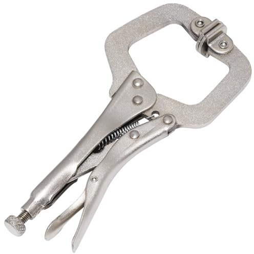 AERZETIX - C68521 - Alicate especial de soldadura 150mm tipo cuello de cisne con mordaza móvil con mandíbula autoblocante plana con patines ajustables - en acero al carbono