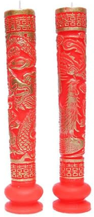 Ciieeo Dragon and Phoenix Chinese Wedding Candles Pair 1.57 Inch Red Pillars for Marriage Room Decoration Festival Ceremony Tabletop Decor