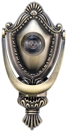 Woogim Heurtoir de porte vintage en alliage de zinc avec judas pour la décoration de la maison, poignée rétro de style européen (bronze)