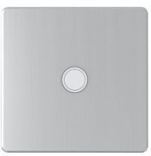 Socket Warehouse Brushed Screwless 20A Flex Outlet - Brushed Stainless Steel with white inserts, EC-P-8220BCWM