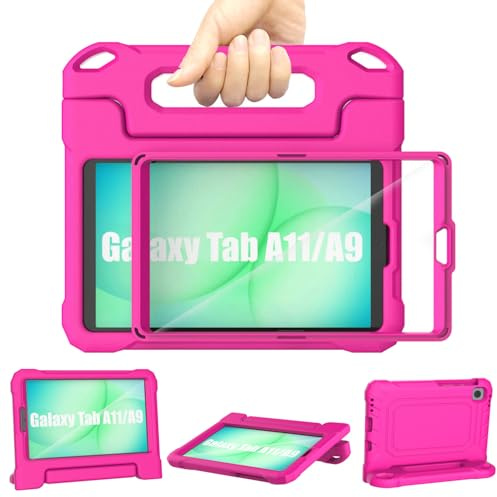 TrendGate Kids Case for Samsung Galaxy Tab A11/A9 8.7 inch 2025/2023 - Pink | Lightweight, Shockproof, Soft, EVA, Dual Angle Handle Stand, Screen Protector, Drop Protection, Kid-proof, A7 Lite 8.7'' 2021
