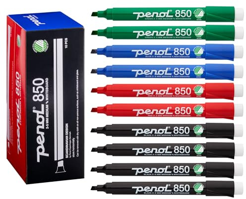 PENOL Whiteboard-Marker (Standardfarben - Chisel Tip, 2-5 MM / 10 Stück)