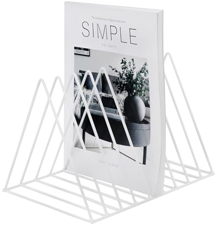 Jeesblsy Portariviste Metallo, Porta Giornali, Scrivania Scaffale per Libri Triangolo File Organizer Supporto Rack Decor per Scaffali, Ufficio, Scuola, Biblioteca, Casa, Scuola (Bianco)