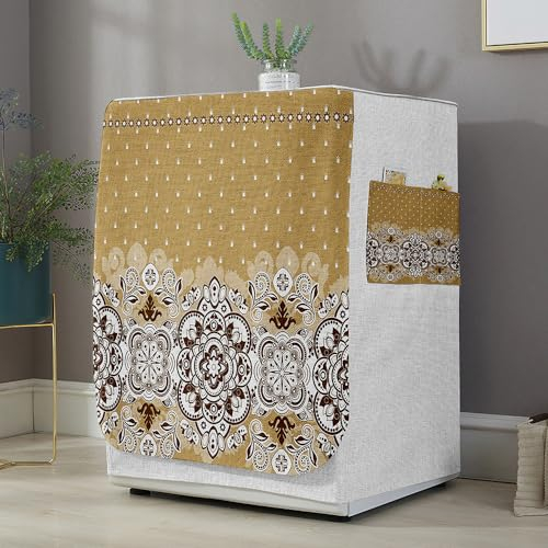 Highdi Housse de Protection pour Machine à Laver, Chargement Frontal Housse La Poussière avec Ouverture Frontale pour Linge Domestique (Kaki,Capacité S 6~7.5KG)