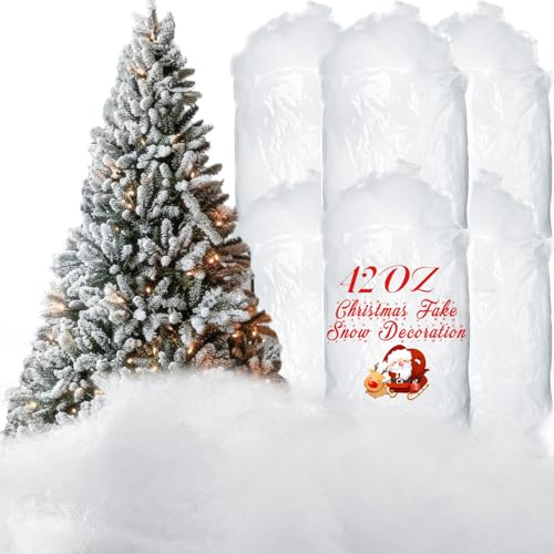 Tatuo Weihnachten Kunstschnee Dekor Künstliche Schnee Faser Flauschige Schnee Innen Schnee für Weihnachtsbaum Winter Mantel Dorf Geburt Weihnachten Anzeige Dekoration(42 Unzen/ 1,2 kg)