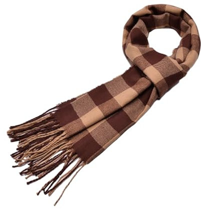 Schal Kinder Mädchen Frühling Schottenkaro, Geschenk für Männer, Frauen, Kinder Schal Gelb Herren Damen Schal Rot Gemustert Tücher Set Mikrofaser Tücher Groß Haar Intimpflege Männer (Coffee, One Size)