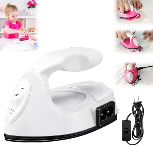 Mini fer à repasser plat pour cheveux, mini fer à repasser, mini fer à repasser plat pour cheveux Holics Beauté, accessoires de base de charge pour perles, patchs, vêtements (blanc)