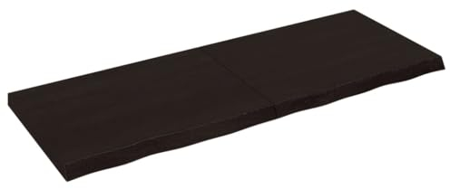 Makastle Waschtischplatte Holzbohlen Ideal für Aufsatzwaschbecken, Tischplatte Holzplatte Baumkanten-Platte für Heimwerker, Arbeitsplatten, Dunkelbraun 160x60x(2-6) cm Massivholz