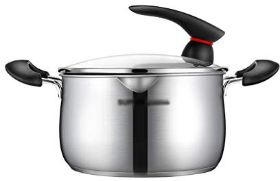 Stainless Steel Stockpot,Large Stock Pot 20Cm Stock Pot,304 Stainless Steel Stockpot,Double Diversion Design,Easy Clean,Don't Pick A Stove,2 Size (Color : Silver, Size : 20Cm*12Cm)