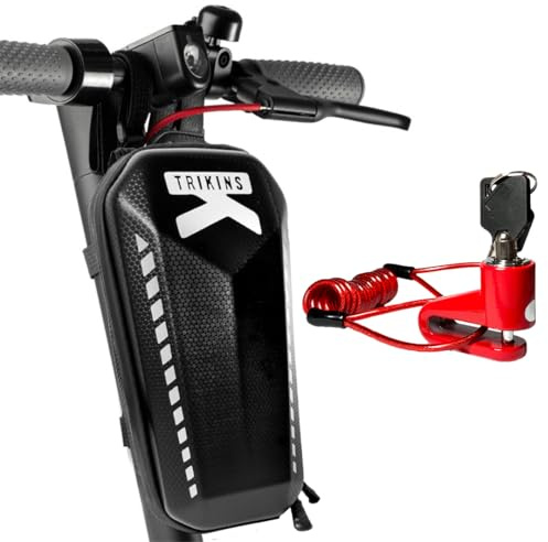 TRIKINS® Bolsa Impermeable 3L con Candado Antirrobo y Detalles Reflectantes – Accesorio de Seguridad y Almacenamiento para Patinete Eléctrico, Ideal para Uso Diario y Movilidad Urbana Segura
