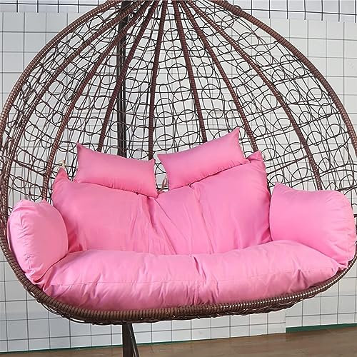 Outdoor Rattan Hängesessel Ei Stuhl Schaukel mit Kissen Set für 2 Personen Runder Terrassenstuhl mit dicken und waschbaren Kissen