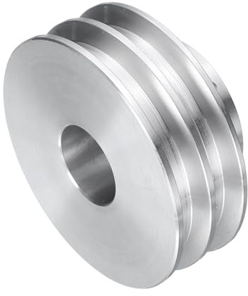 QUARKZMAN V-Typ Riemenscheibe 19mm Bohrung 60mm Außendurchmesser Doppelrillen Aluminiumlegierung Keilriemenscheibe für Motorwellen-Bohrmaschine 6mm(1/4) PU-Formgürtel