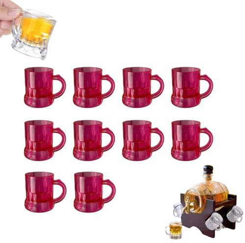 Mini boccali da birra in plastica, 28,3 g, bicchieri da birra in plastica trasparente, bicchieri da shot con manici, bicchieri da shot con manici, bicchieri da degustazione riutilizzabili per bere