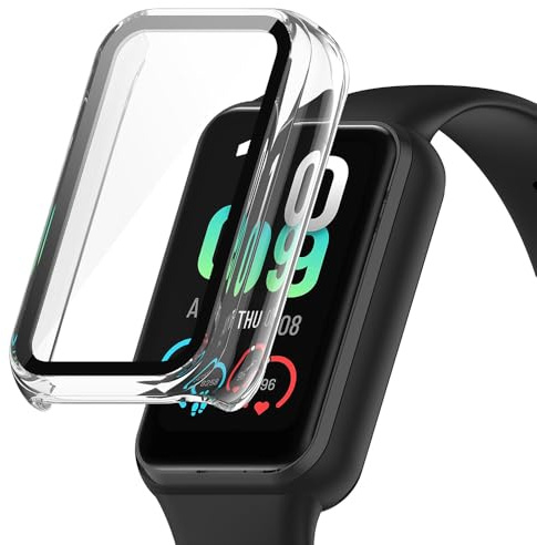 Funda para Amazfit Band 7, Duro PC Case con Vidrio Protectora de Pantalla, Anti-arañazos, Anti-polvo, Cover Carcasa para Amazfit Band 7