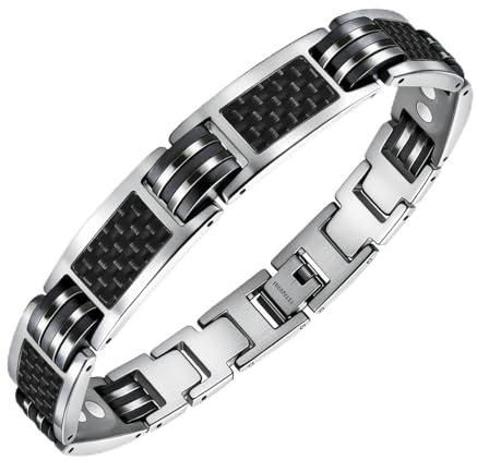 JEROOT Magnetisches Armband aus Titan, Magnetarmband für Herren, inkl. Werkzeug zum Entfernen