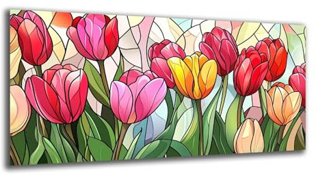 Malen Nach Zahlen Groß 200X100cm Malen Nach Zahlen ab 7 8 9 10 Jahre Mädchen Blume DIY Handgemalt Ölgemälde Set für Anfänger Kinder, Tulpe Paint by Number Mit Pinseln und Acrylfarbe,No Rahmen-z1032
