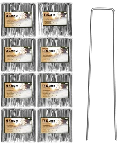 com-four® 750x Erdanker 200x25x3,8mm aus beschichtetem Stahl | robuste Erdnägel zur Befestigung von Unkrautvlies und Folien - Bodenanker für Garten und Camping - eckig