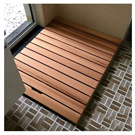 Tapis de bain en caillebotis de bambou naturel – Tapis de douche imperméable à lattes de bois pour spa, sauna et baignoire – Grand format 75 x 100 cm, intérieur/extérieur, design personnalis