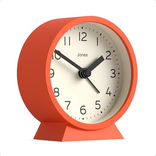 JONES CLOCKS® Midnight mini-wecker | Zeitgenössisches Design | Orange | Stilvoll, kompakt und funktional für nachttisch, Schreibtisch oder Regal