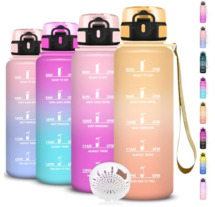 Grsta Gourde 1,5l, Gourde Sport, Bouteille Anti-Fuite, Bouteille Motivation avec Slogan de Motivation, Facile à Transporter, Facile à Nettoyer, pour Bureau, Sport, Extérieur, Adulte, Camping, Voyage