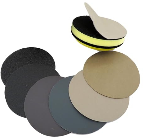 Lot de 32 disques abrasifs humides et secs Grain 60 à 3000 disques abrasifs ronds pour ponceuse orbitale pour polir le bois, le métal, les bijoux, la voiture (125 mm)
