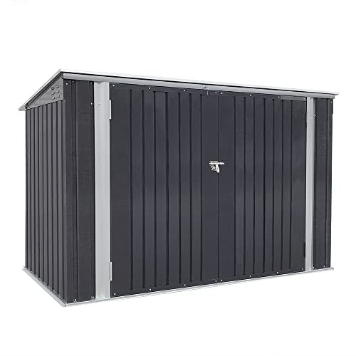 Garden Storage Shed Bike Metal Pent Tool Shed House Galvanized Steel Can Put 3Bicycles,Bike Storage Lockable Garden Storage with Door, L210xW105xH130cm