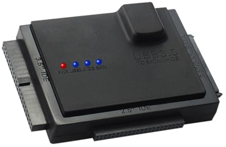 SWOOMEY USB 3.0 Festplattenkonverter für 2, 5 und 3, 5-Zoll IDE HDD | Schwarz, Abs Ausführung, LED Beleuchtung, bis 5000gb, für SSD und Cd/dvd Brenner