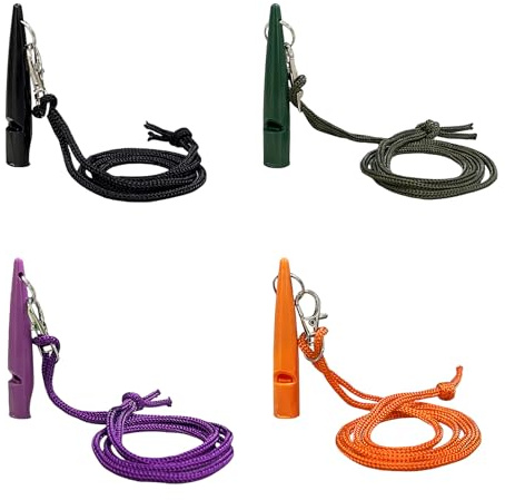DmDoyy 4 Stück Professionelle Hundepfeifen, Hundepfeife Rückruf, Laut Und Weitreichend Hundepfeife, Hundepfeife Hochfrequenz Lautlos, Vier Farben, Schwarz, Grün, Lila, Orange