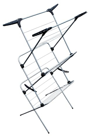 KMJ Large Size 3 Tier Clothes Airer Indoor – Foldable Clothes Drying Rack | Heavy Duty Cloth Horse Indoor Folding | Large Clothes Dryer Rack | Laundry Rack for Drying Clothes | Maiden Clothes Dryer