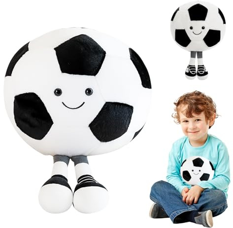 Jinfanshurich Peluche da calcio, 25 cm, morbido cuscino da calcio, regalo per bambini, ragazzi, ragazze e amanti del calcio (calcio)