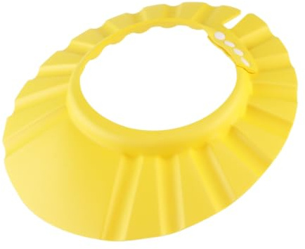 MOLUCKFU Adjustable Waterproof Baby Shower Shampoo Hat in Yellow, Made from Sturdy Elastic EVA Resin with Plastic Snap Buttons, Easy to Wear and Kids Bath Time Protection
