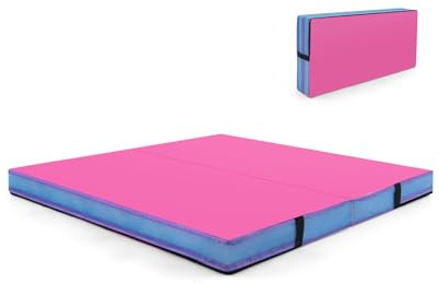 GOPLUS turnmatte klappbar, gymnastikmatte aus Kunstleder, Weichbodenmatte mit Griffe & Reißverschluss, Trainingsmatte für Yoga, Taumel, Turnen, 122 x 122 x 10 cm