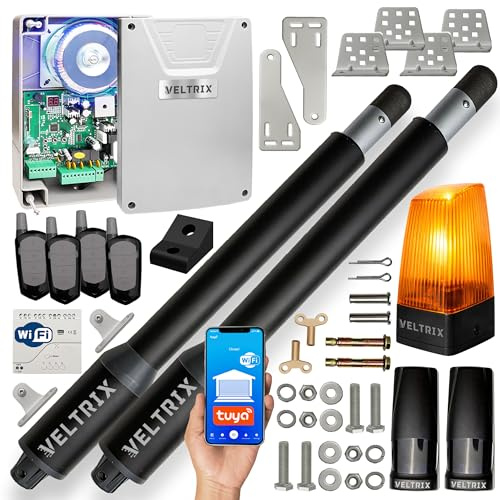 TECHGLOBE - Torantriebe 2 flügeltore 400kg- WIFI + LED Lampe + 4 Fernbedienungen - Drehtorantrieb 2 flügelig - Flügeltorantrieb 2 flügelig set