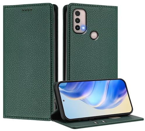 Funda para Motorola Moto E20/E30/E40, Funda Billetera de Cuero PU Carcasa Bloqueo RFID, Cierre Magnético, Soporte Plegable, Ranura para Tarjeta Carcasa Case Cover, Verde