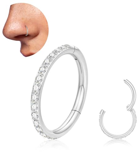20G Nasenpiercing Titan Ring Gold Silber Nasenring Hypoallergen Medizinische Nasenpiercing Chirurgenstahl Helix Piercing Nase Ringe Zirkonia Nasenring Schmuck für Damen 6/8/10mm