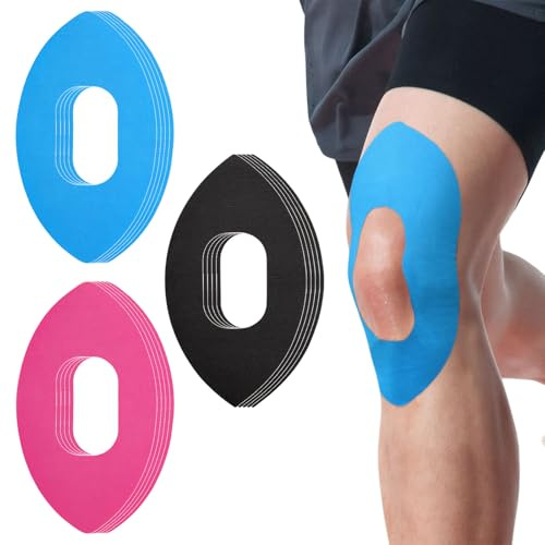 15 Tiras de Kinesio Tape Precortadas para Rodilla – Alivio del Dolor & Estabilidad, Cinta Deportiva Elástica para Rodillas, Resistente al Agua para Entrenamiento & Atletismo, Forma Ovalada (B)