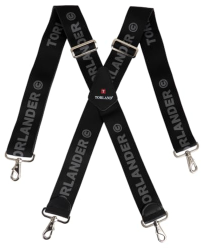 TORLAND - Tirantes para hombre extra fuertes de piel de vacuno, 5 cm de ancho con cierre de mosquetón, para pantalones de trabajo, pantalones de moto | 135 cm de largo, ajustables hasta 2 m