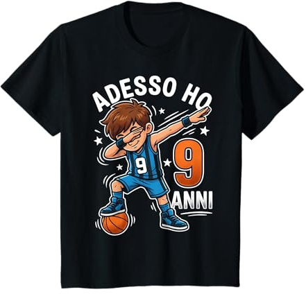 Adesso Ho 9 Anni Compleanno Ragazzo Basket Pallacanestro Maglietta