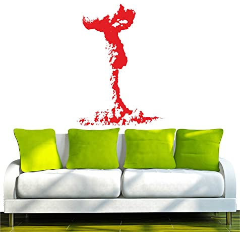INDIGOS UG - Wandtattoo Wohnzimmer - Wandaufkleber Atompilz Wolke 120x71 cm - rot w499 - Aufkleber Kinderzimmer Schlafzimmer Küche Badezimmer Büro Dekoration