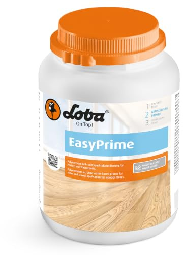 LOBA EasyPrime 1 Liter – Polyurethan Roll- & Spachtelgrundierung auf Wasserbasis | schnelle Trocknung | universell einsetzbar, ansatzfrei auch bei kritischen Holzarten | reduziert Kantenverleimung