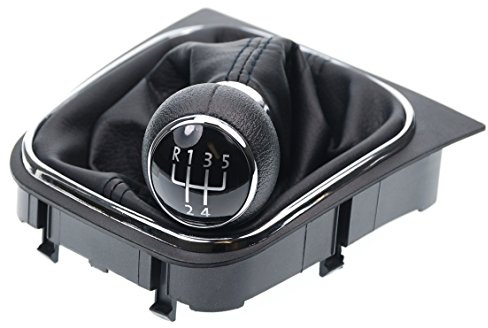 Schaltsack & Schaltknauf für VW Golf 5 V 6 VI - 5 Gang Knauf mit Rahmen - Schwarz Chrom - Schaltmanschette Schalthebel Manschette für Schaltung - Hebel Schaltgetriebe & EOS für Scirocco 3 - A256-2