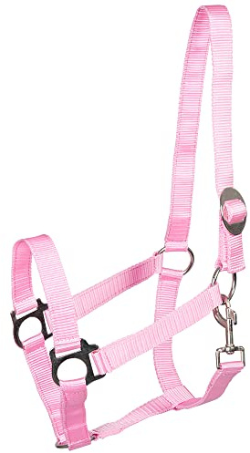 PFIFF 101668 Kunststoffhalfter, Halfter aus Kunststoff, stufenlose Verstellmöglichkeit am Genickstück, gute strapazierfähige Qualität, Pink, Shetty