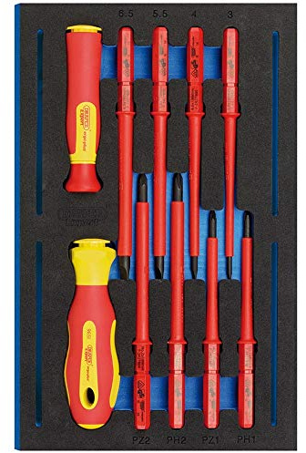 Draper 63359 VDE Ergo Plus Screwdriver 10 Piece Set in 1/4 Eva Insert Tray