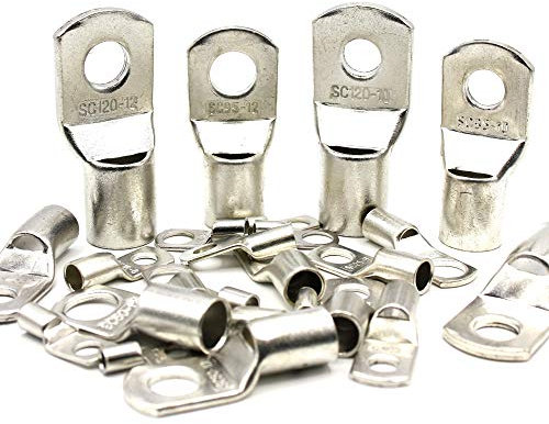 Rohrkabelschuhe 25 mm² Loch-Ø M8 aus Kupfer verzinnt Unisoliert Kabelschuhe Ring SC Kabel-Verbinder SC25-8 (10 Stück)