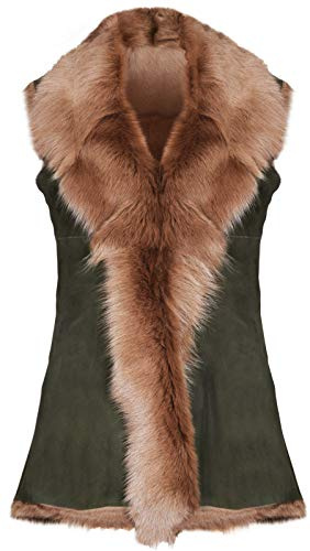 Infnity Leather Damen Grün Damen Weiche Echt Toskana Lammfell Gilet Weste M