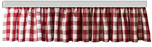 SeGaTeX home fashion Querbehang Karo Edelweiß Rot | Kurzgardine für den gemütlich-rustikalen Landhaus-Stil | hochwertiger Webstoff rot-weiß kariert mit Reihband | Höhe x Breite 32 x 400 cm