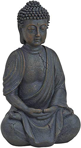 Boltze Figura Buddha seduta (altezza 20 cm, statua in resina, decorazione Feng-Shui, idea regalo, per interni ed esterni) 1020235