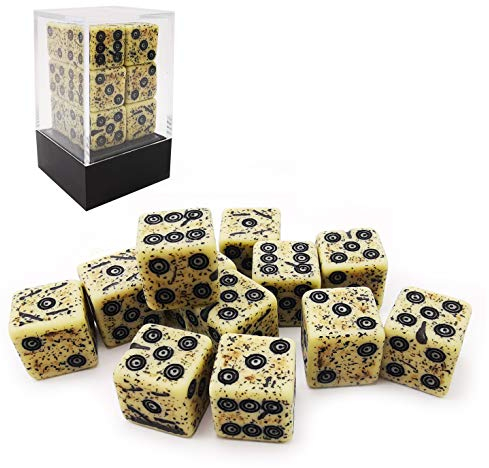 Bescon Old Looking Ancient Bone Dice D6 16mm 12pcs Set, 16mm Six Sided Die (12) Block of Stone Dice