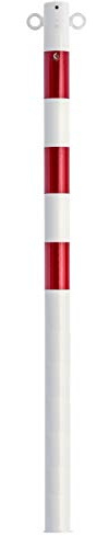 UVV UVAP6000 Absperrpfosten ø 60x2,5mm x 1,2 m Ortfest zum Einbetonieren verzinkt rote Reflexfolie, weiß beschichtet (mit 2 Kettenösen)