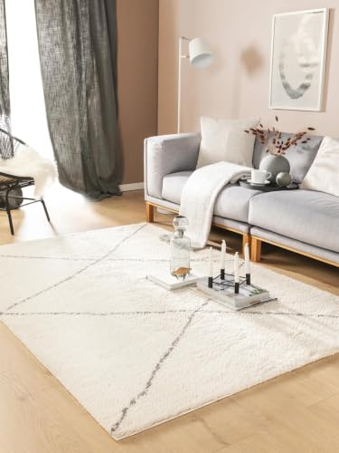benuta Nest Hochflorteppich Benno - Creme 200x290 cm - Kunstfaser - Rechteckig & im Style: Berber, Traditionell, Hygge & Cozy, Minimalistisch, Scandi - Pflegeleicht für Wohnzimmer Schlafzimmer